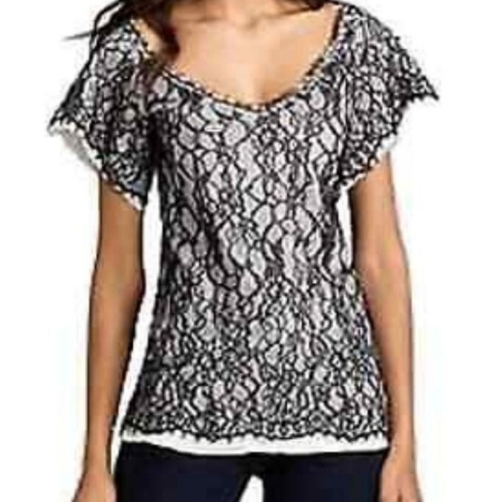 Diane von Furstenberg lace overlay top Sz S